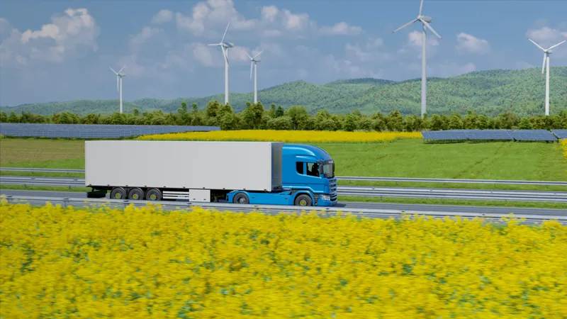 Electric truck on the road
